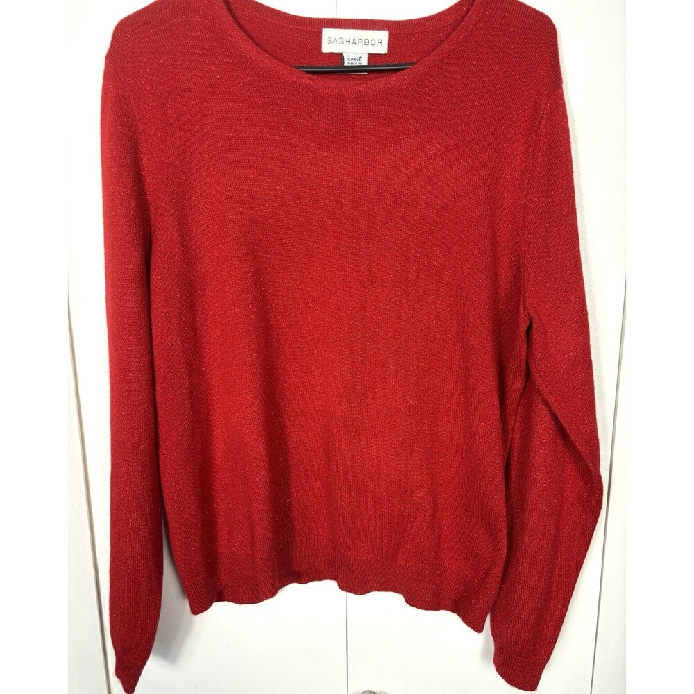 Sag Harbor Women’s Red Metallic Sweater Size L